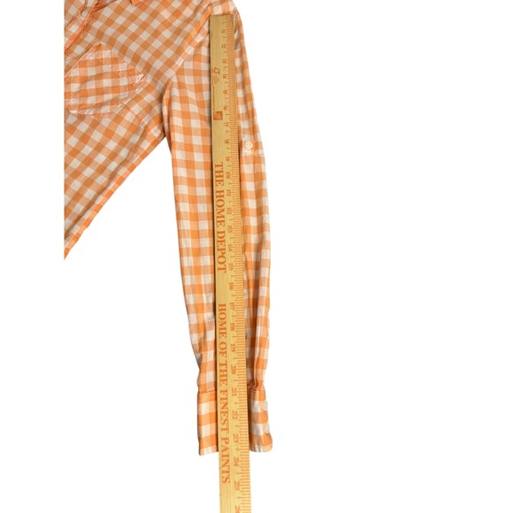 Patagonia Womens‎ Button Up Shirt  Orange White Gingham Check Organic Cotton - Picture 3 of 8